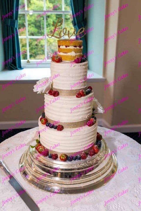 naked wedding cake top tier with butter-cream finish