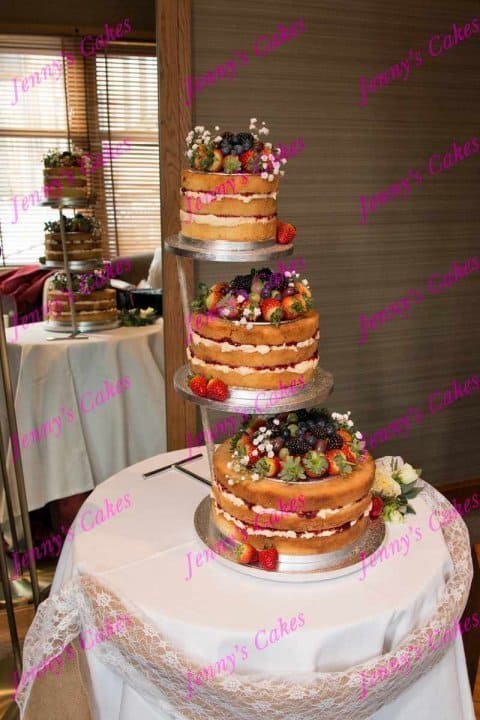 Naked Wedding Cake on Tall Stand