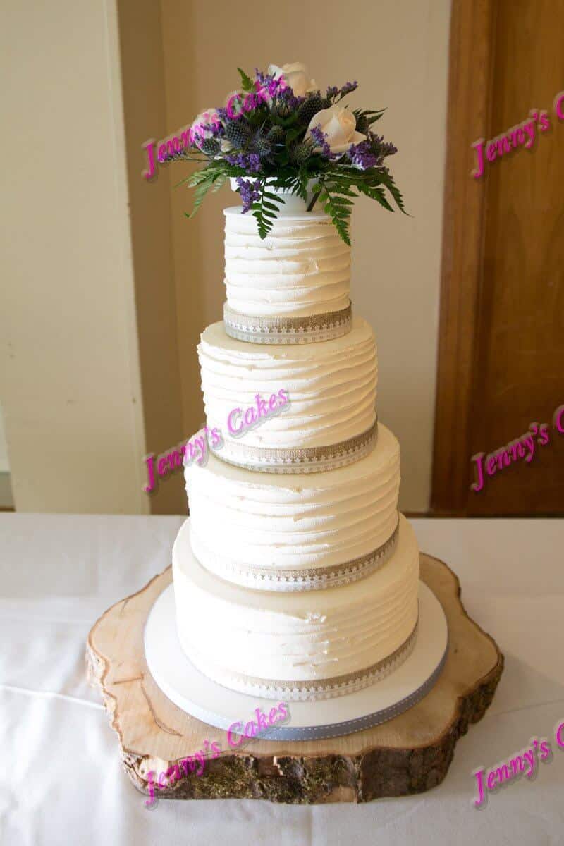 Four Tier Wedding Cake with Ridged Butter-Cream
