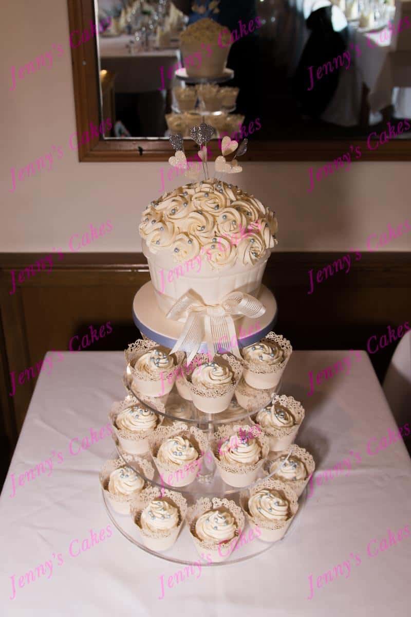 Wedding Cake with Giant Cupcake topper