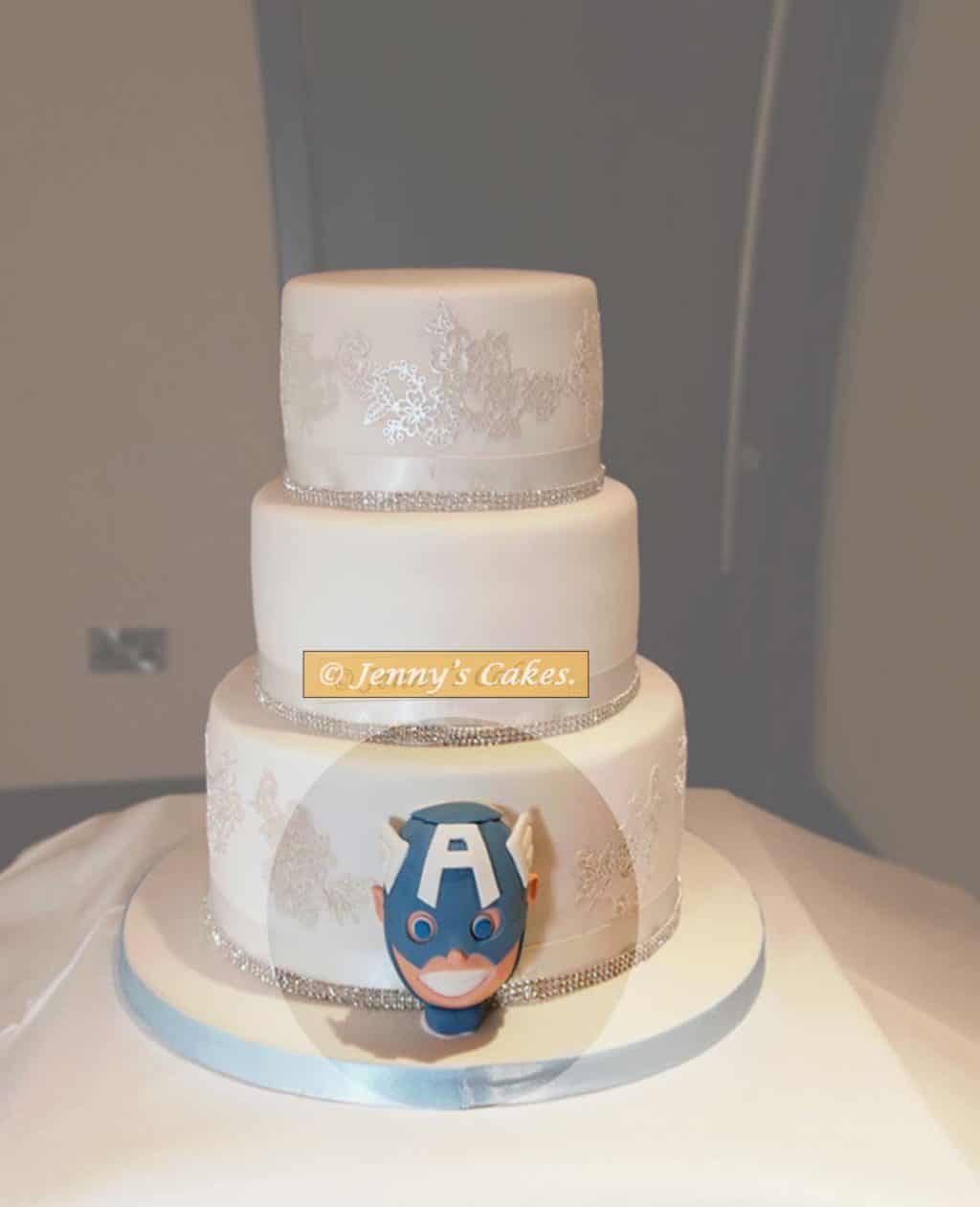Wedding Cake with Captain America model